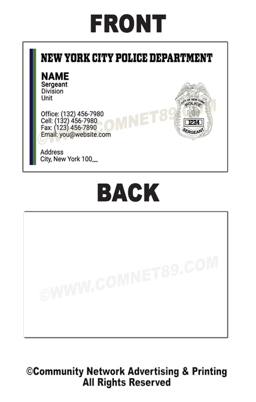 New York Police Department Business Card #12 | Sergeant Badge