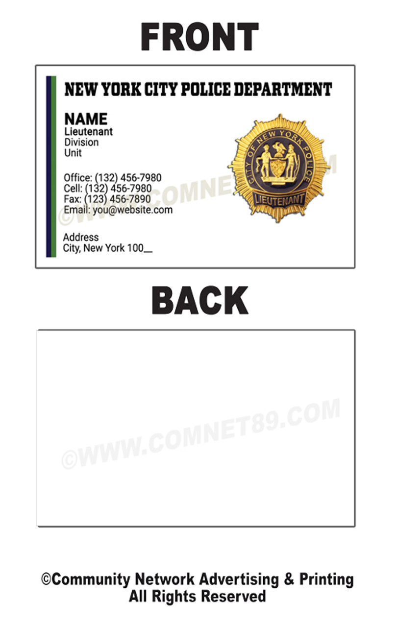 New York Police Department Business Card #13 | Lieutenant