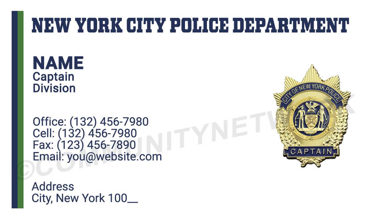 Copy of New York Police Department Business Card #14 | Captain
