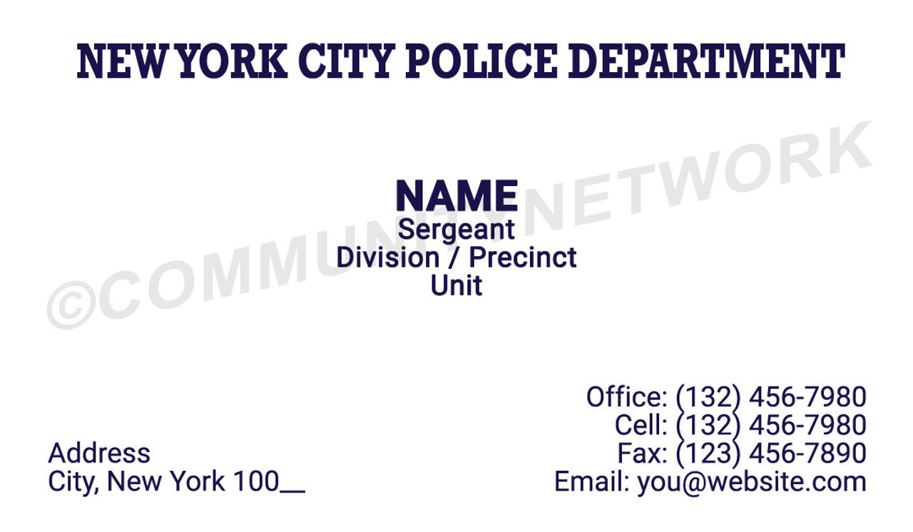 New York Police Department Business Card #17 | Sergeant