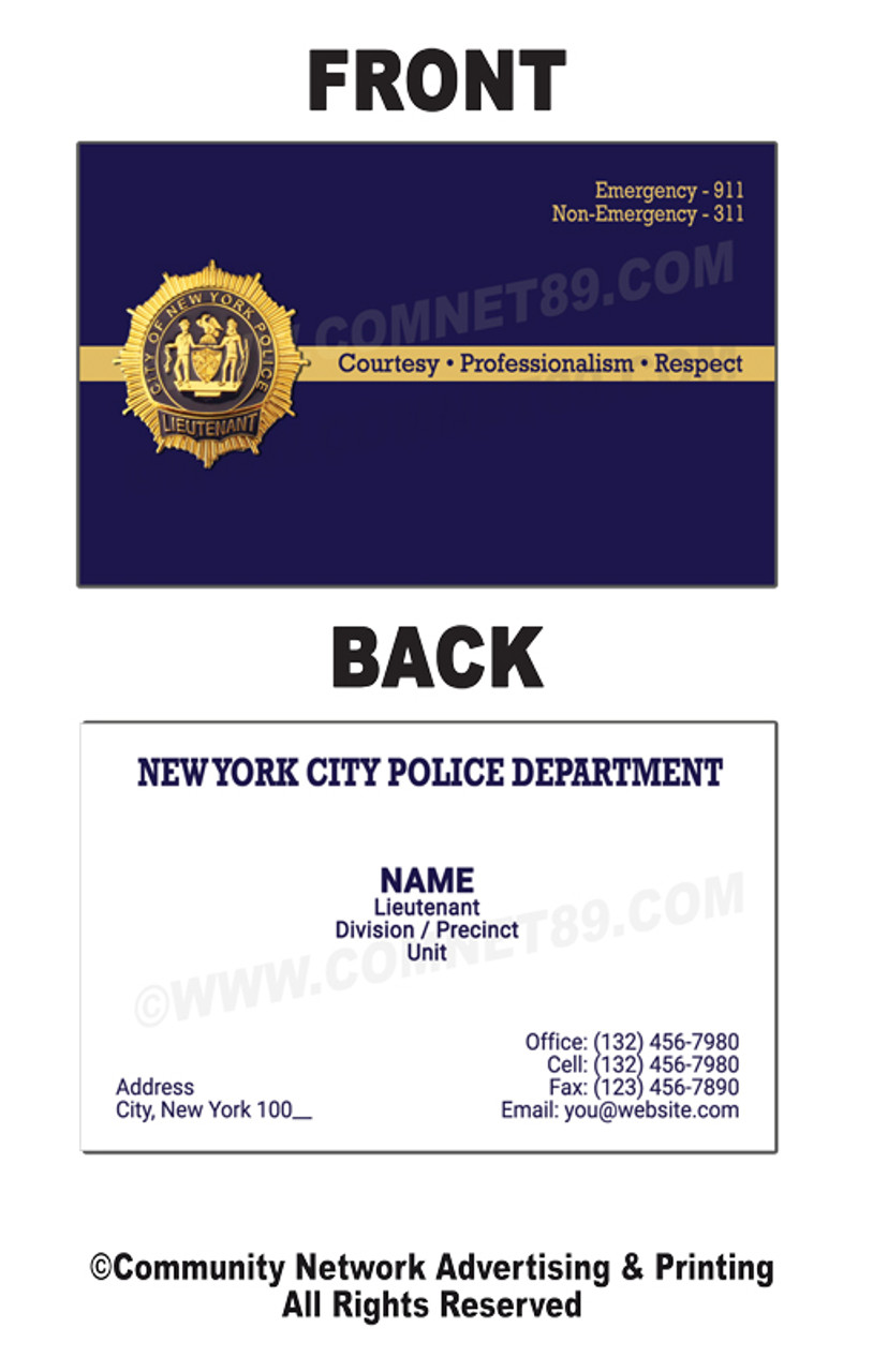 New York Police Department Business Card #18 | Lieutenant