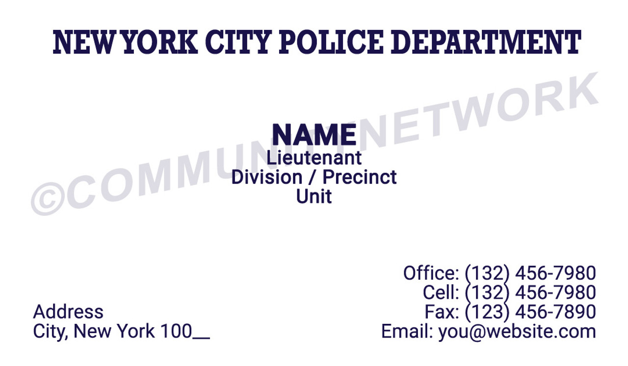 New York Police Department Business Card #18 | Lieutenant