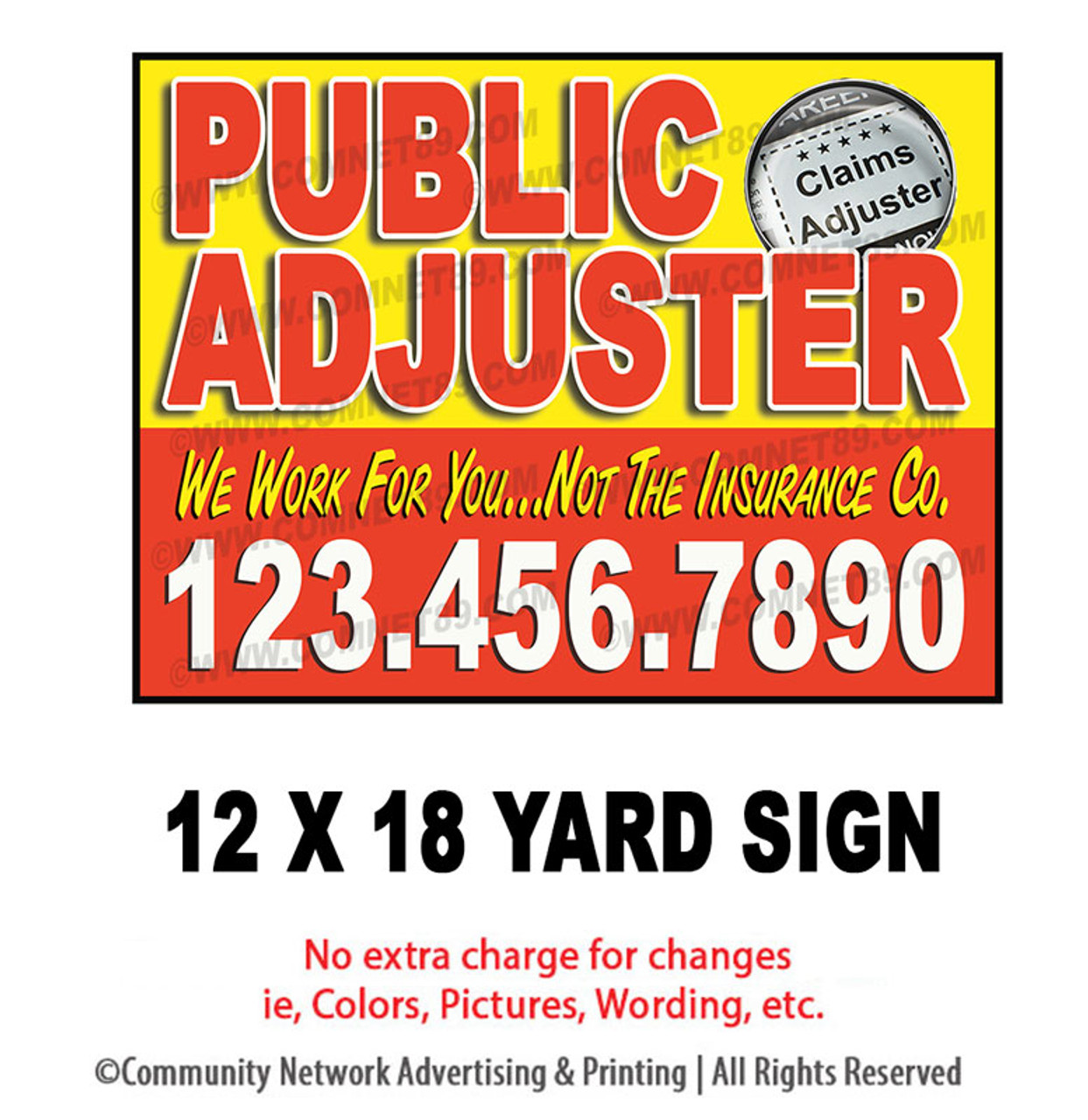 Public Adjuster Yard Sign 09 | 12" x 18"