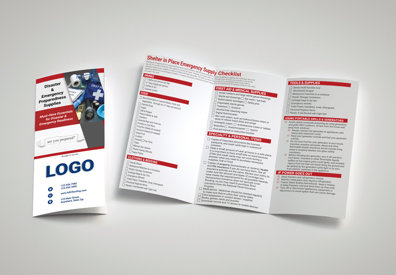 Disaster Emergency Supply Brochure | Customizable | 8.5 x 11 | Trifold