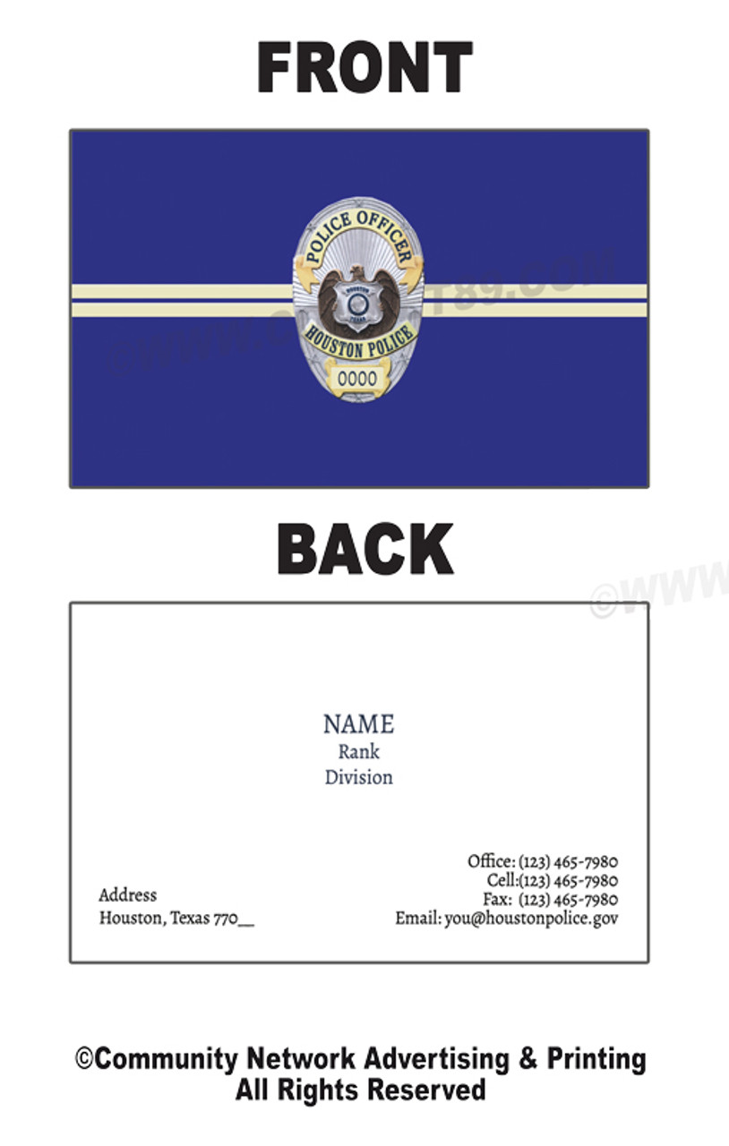 HPD Business Card #3 | Police Officer Badge | Double Sided