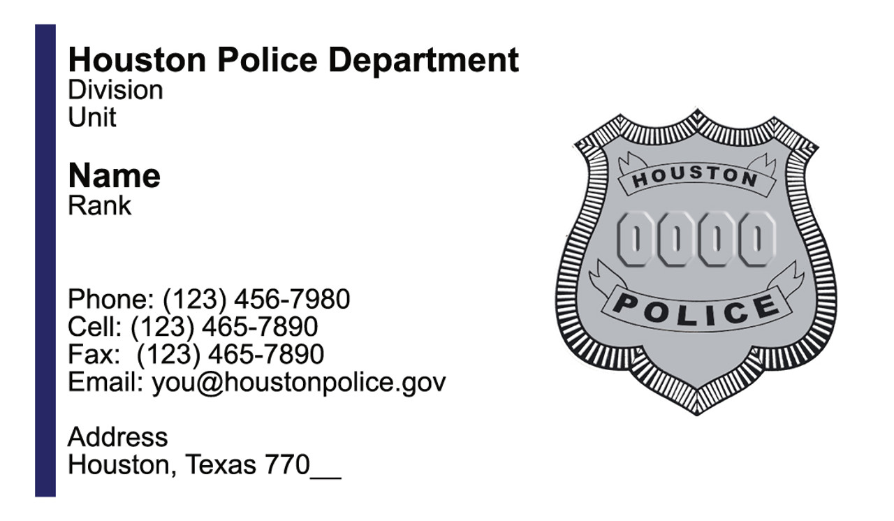 HPD Business Card #4 | Police Officer Badge