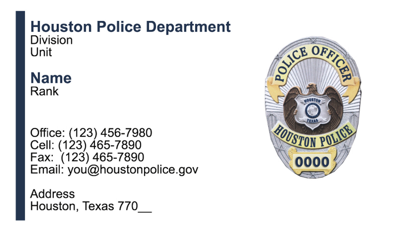 HPD Business Card #5 | Police Officer Badge