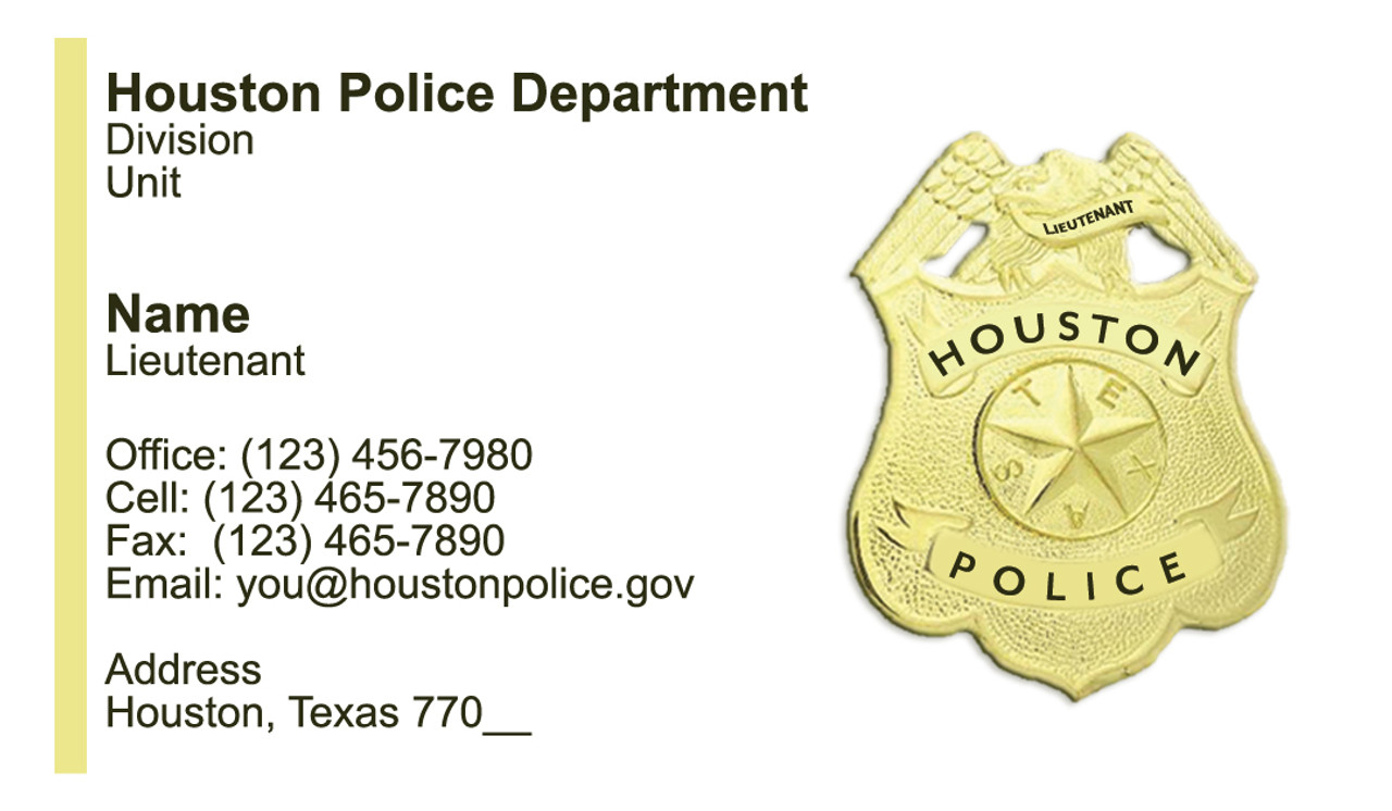 HPD Business Card #7 | Lieutenant Badge