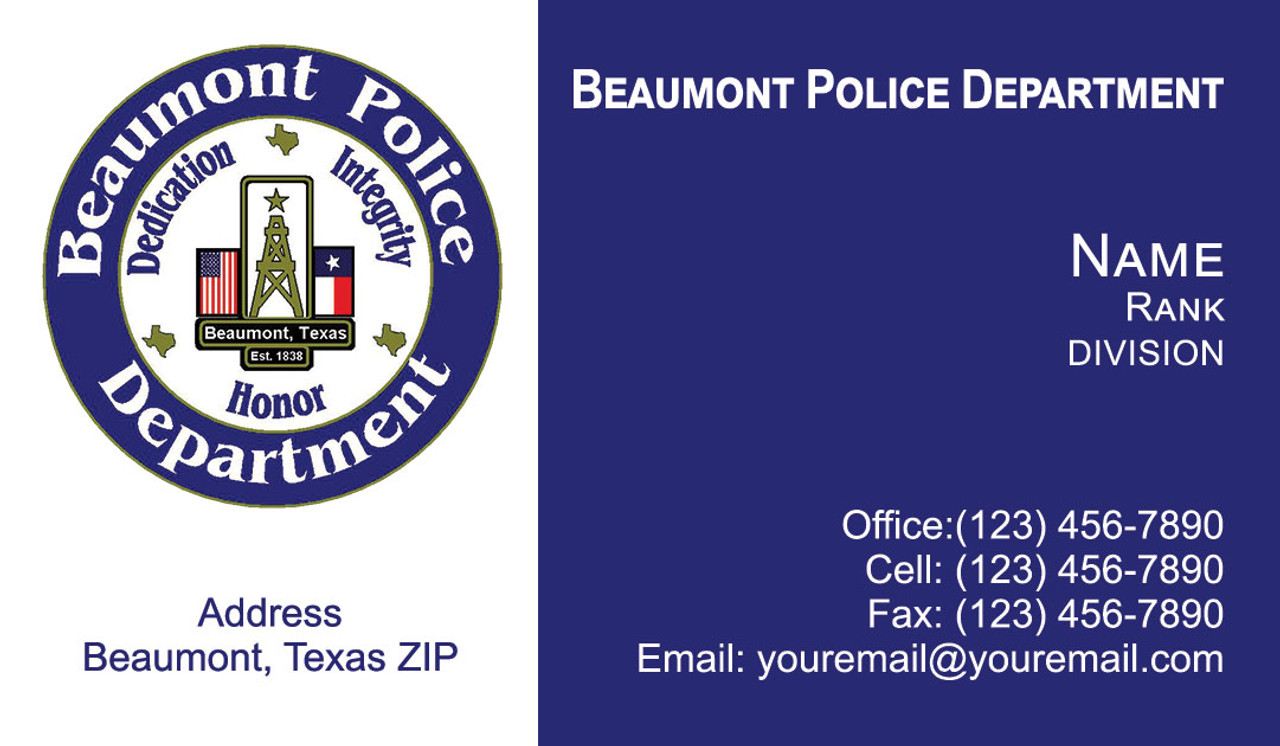 Beaumont Police Department Business Cards