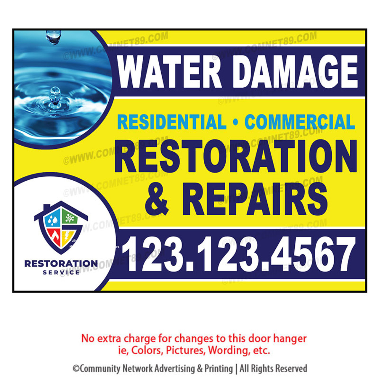 Water Damage Restoration  Yard Sign 02 |18" x 24"