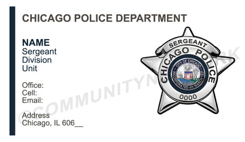 Chicago Police Business Card #4 | Sergeant Badge Chicago Police Business Card #4 | Sergeant Badge