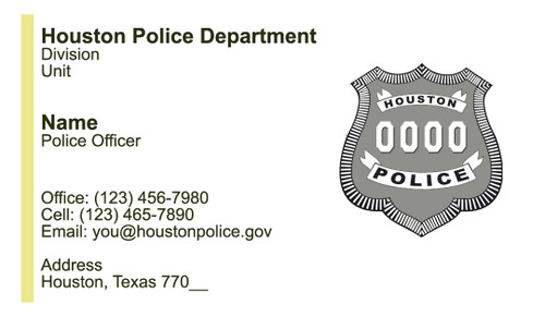 HPD Business Card #17 | Officer Badge HPD Business Card #17 | Officer Badge