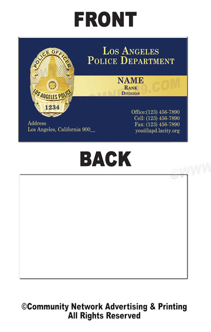 LAPD Business Card #7 | Police Officer Badge LAPD Business Card #7 | Police Officer Badge