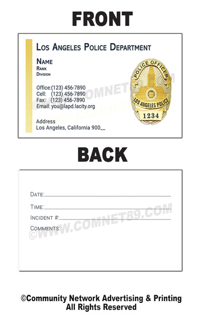 LAPD Double Sided Business Card #15 | Police Officer Badge LAPD Double Sided Business Card #15 | Police Officer Badge