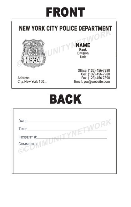 New York Police Department Business Card #2 | Officer Badge New York Police Department Business Card #2 | Officer Badge