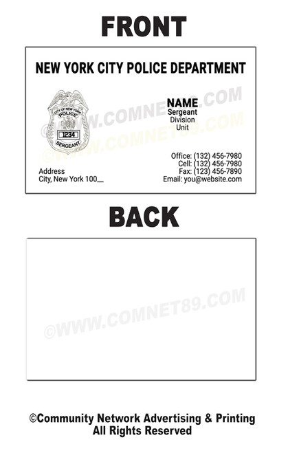 New York Police Department Business Card #5 | Sergeant New York Police Department Business Card #5 | Sergeant