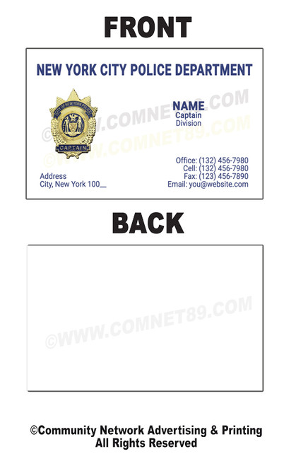 New York Police Department Business Card #7 | Captain New York Police Department Business Card #7 | Captain