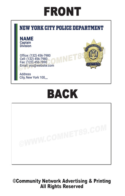 New York Police Department Business Card #14 | Captain New York Police Department Business Card #14 | Captain