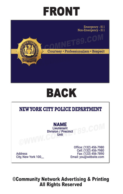 New York Police Department Business Card #18 | Lieutenant New York Police Department Business Card #18 | Lieutenant