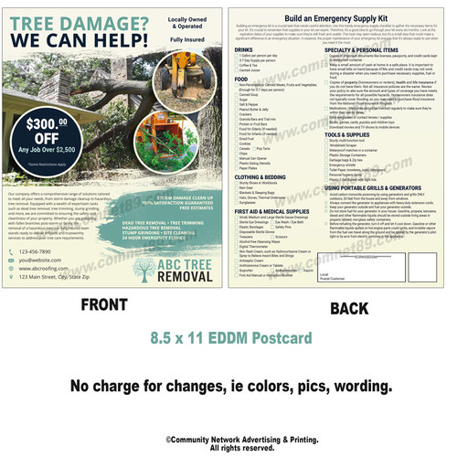Storm Damage Tree Service EDDM Postcard 04 | 8.5 x 11 | Emergency Supply List on Back Storm Damage Tree Service EDDM Postcard 04 | 8.5 x 11 | Emergency Supply List on Back