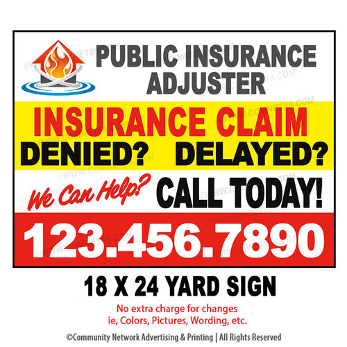Public Adjuster Yard Sign 10 | 24" x 18"
