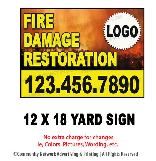 Fire Damage Restoration  Yard Sign 06 | 12" x 18"