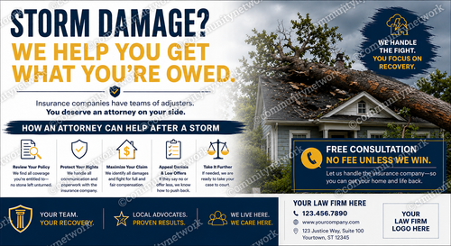 EDDM Postcard for Attorney 04 | Storm Damage Property Claims | 6 x 11