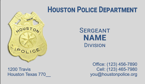HPD Business Card #2 | Police Sergeant HPD Business Card #2 | Police Sergeant