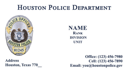 HPD Business Card #10 | Police Officer Badge HPD Business Card #10 | Police Officer Badge