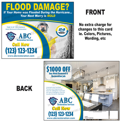 Water Damage Restoration Postcard | Restoration Contractor