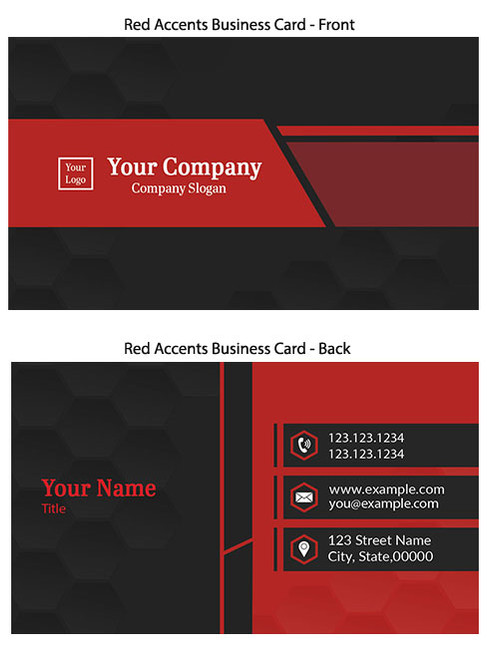 Red Accent Business Card - Double Sided