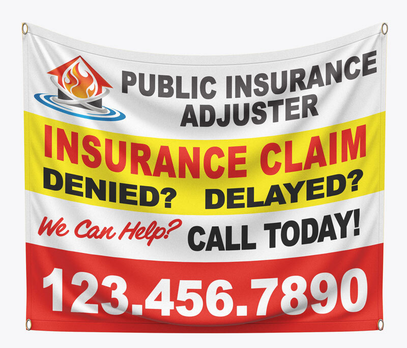 Showcase your professionalism with our high-quality 4ft x 4ft banner designed specifically for public insurance claims adjusters. Get noticed and attract more clients today!