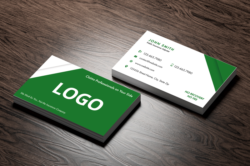 Enhance your professional image by utilizing our professional public claims adjuster business card design. It's a strategic tool, designed to effectively promote your services after a storm.