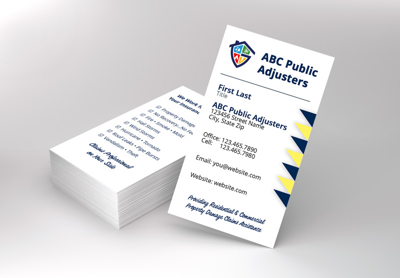 Be prepared after severe weather with this public claims adjuster business card, an effective tool for marketing your post-storm services.