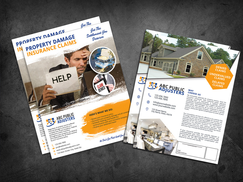 Elevate your brand with our professionally designed Storm Damage EDDM postcards. Free changes to wording, pictures, and more. Perfect for Public Insurance Adjusters!