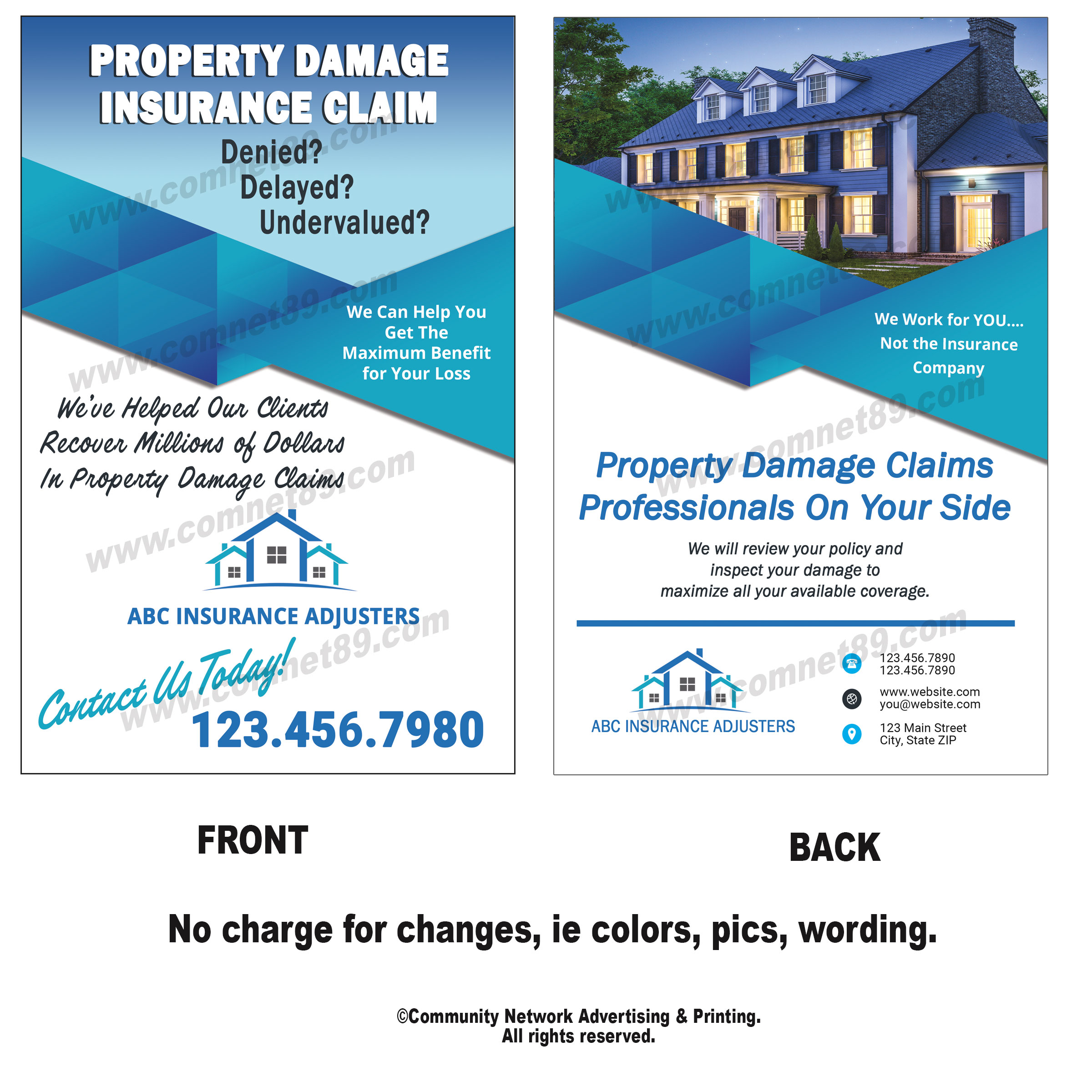 Full Color flyer for public insurance claims adjuster