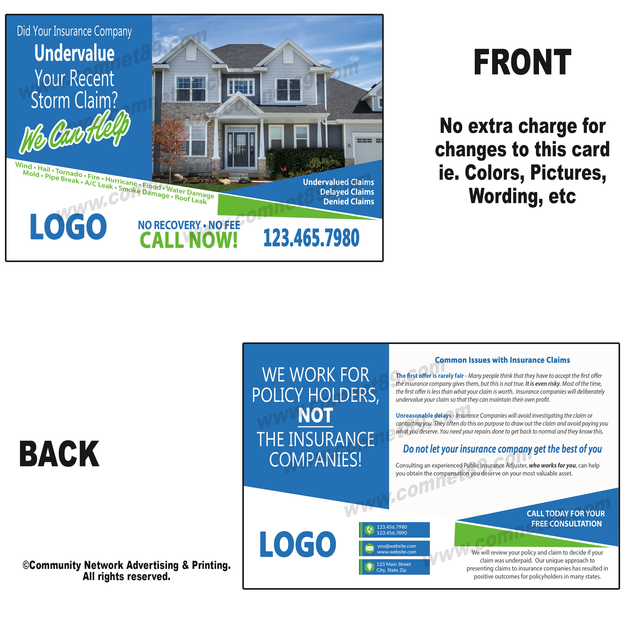 5.5 x 8.5 Custom Flyer for Public Insurance Adjuster