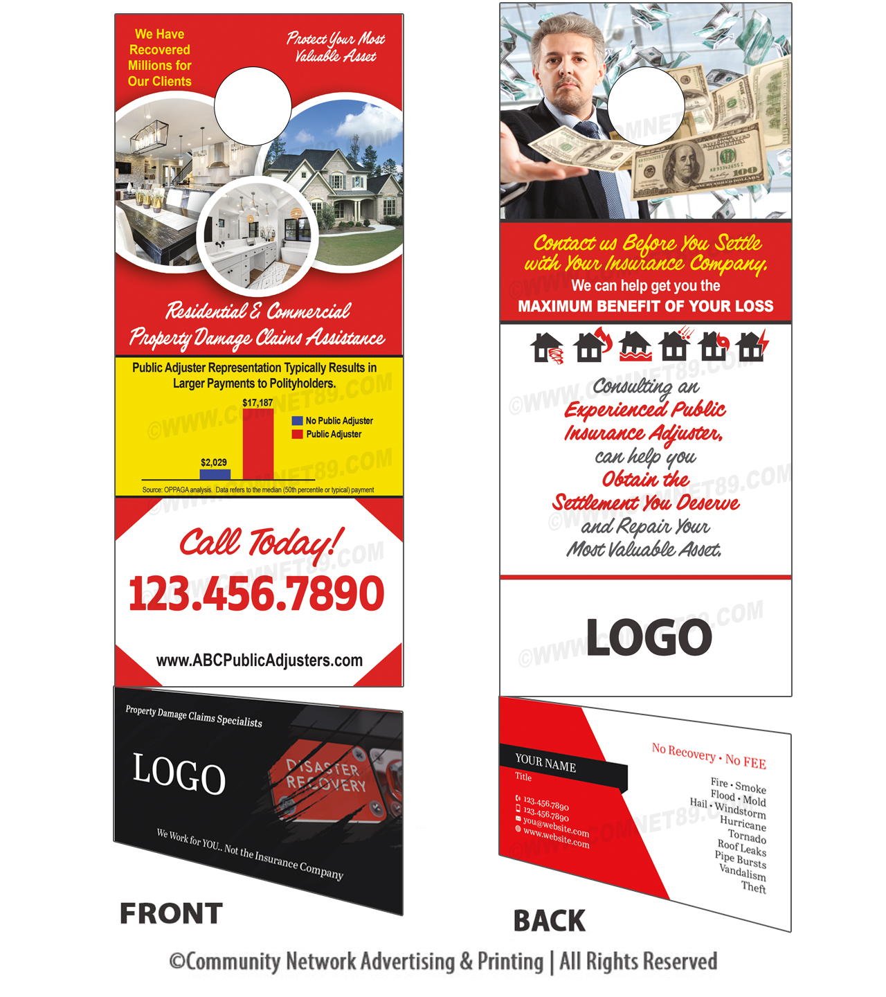 RIP Door Hanger for Public Adjuster |Removable Business Card