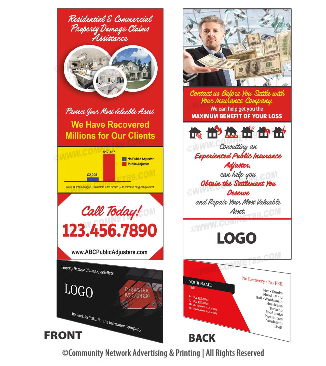 Rack Card with Removable Business Card | Public Adjuster