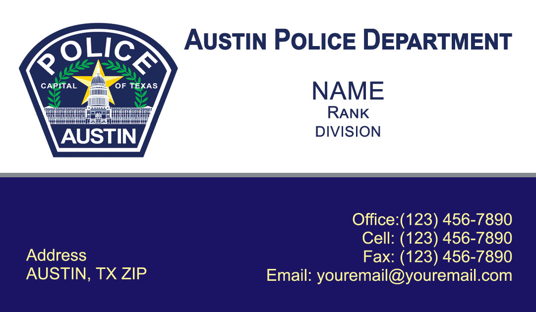 Austin Police Department Business Cards