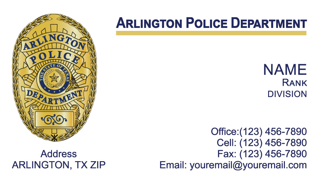 Arlington Police Department Business Cards