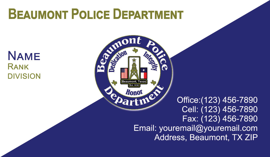 Beaumont Police Department Business Cards