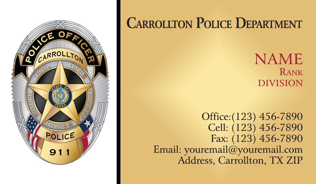 Carrollton Police Department Business Cards