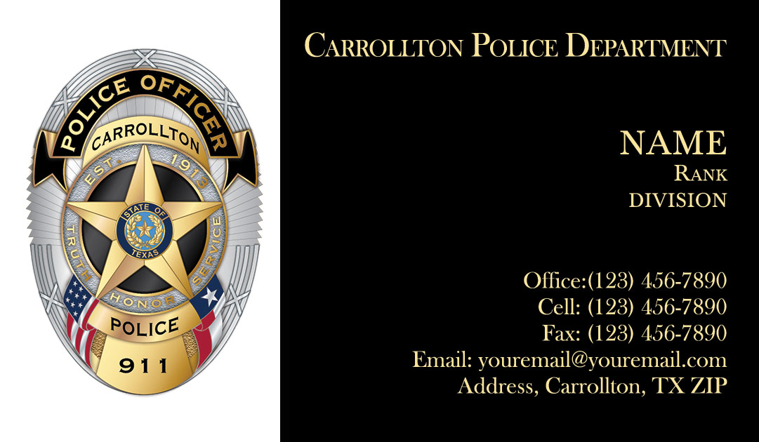 Carrollton Police Department Business Cards