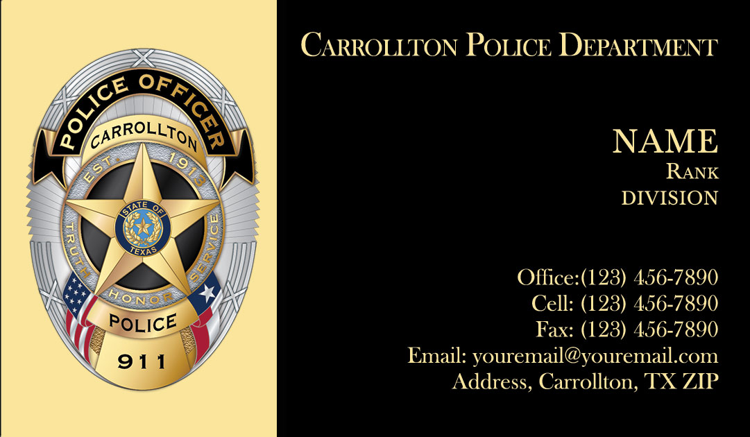 Carrollton Police Department Business Cards