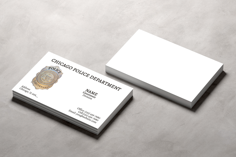 These Chicago Police Department business cards for lieutenants are printed to the highest standard and will not be produced until you have given your final approval of the proof. 