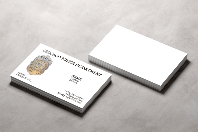 Our Chicago Police Captain business cards adhere to the utmost quality standards. Production will not commence until we receive your definitive approval of the final proof.