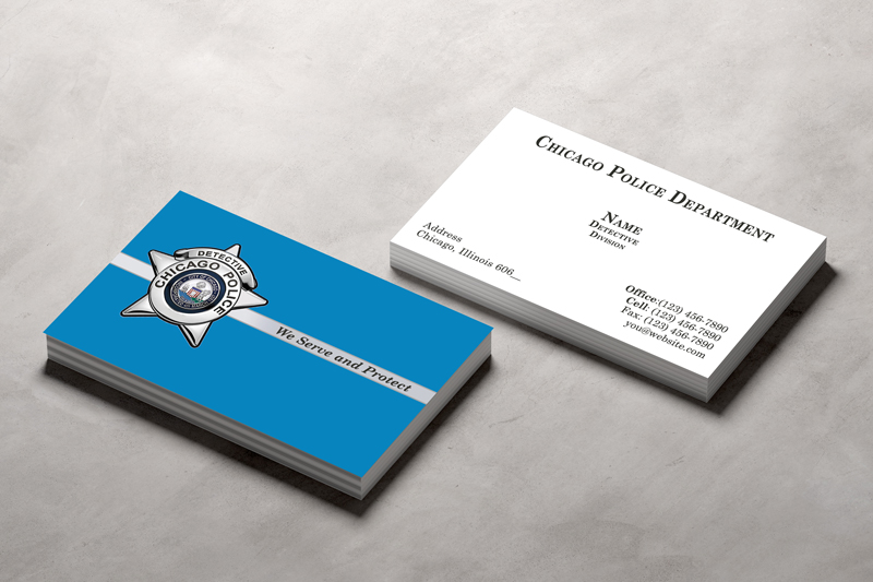 This double sided business card is designed for Chicago Police Detectives. Choose from 11 different paper choices.