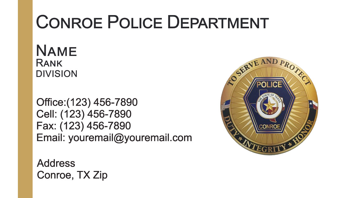 Conroe Police Department Business Cards