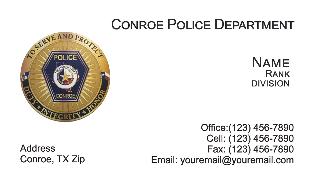 Conroe Police Department Business Cards